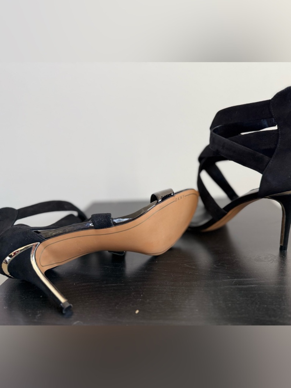 DKNY Iggi Black Strappy Heels Size 10 NIB Patent Toe Stiletto Sandals - Picture 12 of 13